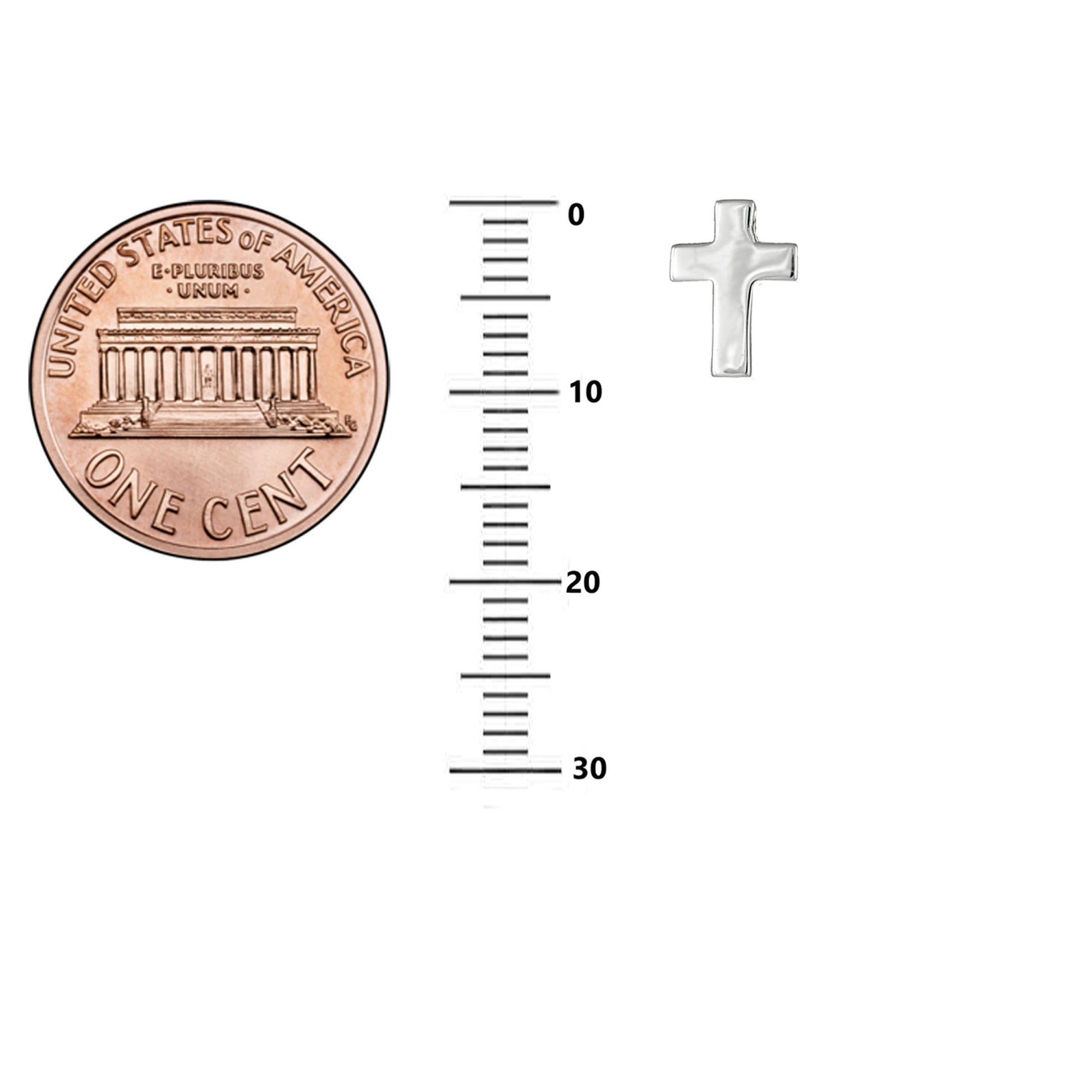 Sterling Silver Mini Cross Studs Posts Earrings  9.2mm long and 6.1mm wide