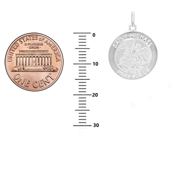 Ritastephens Sterling Silver Saint Michael Medal Round Pendant Necklaces