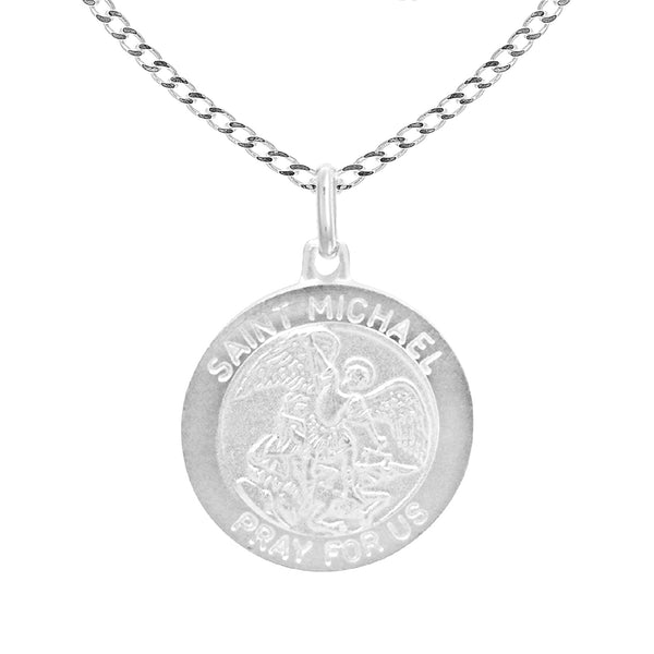 Ritastephens Sterling Silver Saint Michael Medal Round Pendant Necklaces