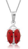 Sterling Silver Lady Bug Ladybird Enamel Charm Necklace 18"