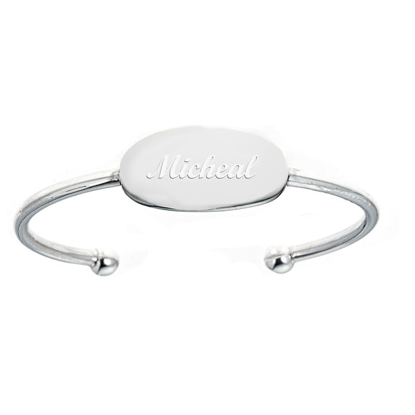 Children's Sterling Silver Oval Half Cuff Baby Bangle Bracelet