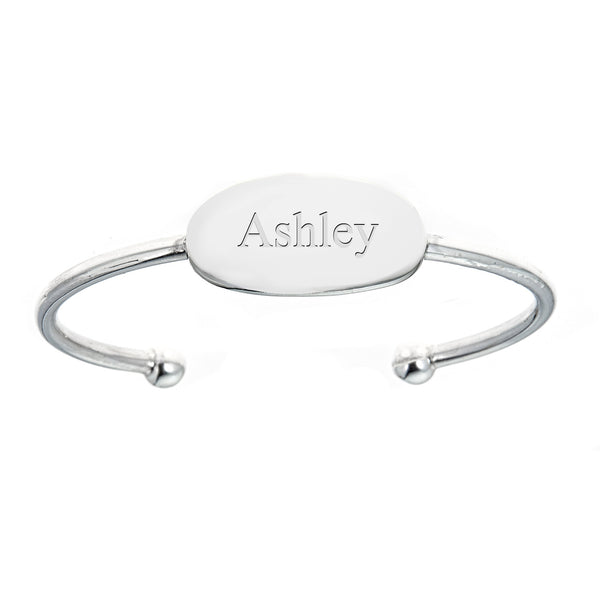 Children's Sterling Silver Oval Half Cuff Baby Bangle Bracelet