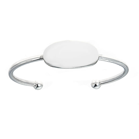 Ritastephens Children's Sterling Silver Oval Half Cuff Baby Bangle Bracelet – Elegant and Classic Design for Little Ones