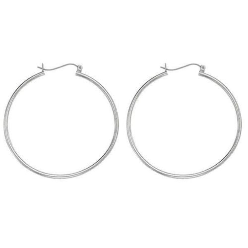 Sterling silver 925 tubing hoop earrings 50mm in diameter