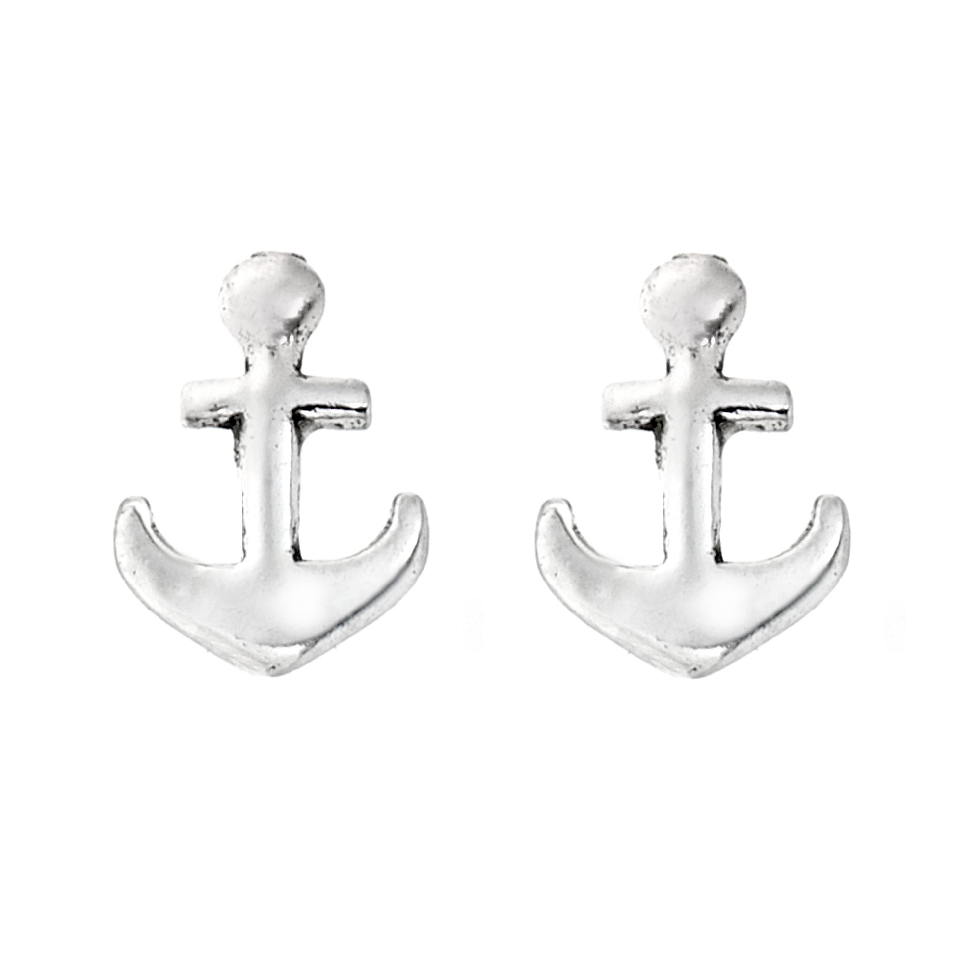 Very small anchor stud earrings made with sterling silver 925 unisex nautical theme earrings