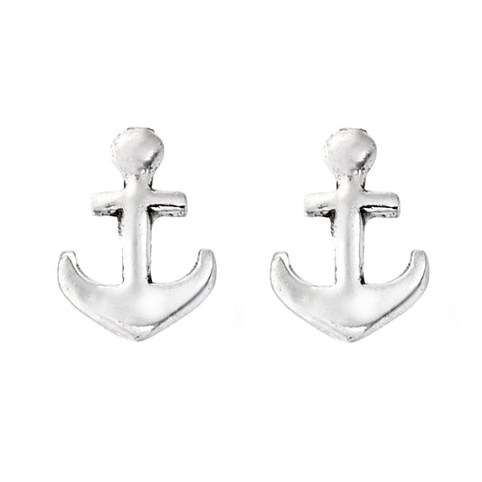 Very small anchor stud earrings made with sterling silver 925 unisex nautical theme earrings