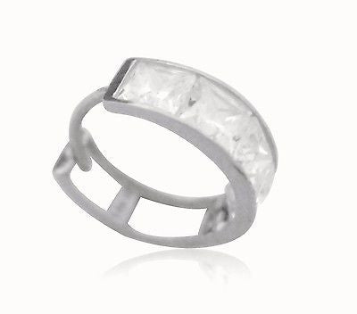 12mm hoop silver earrings made with sterling silver 925 and clear cubic zirconia.