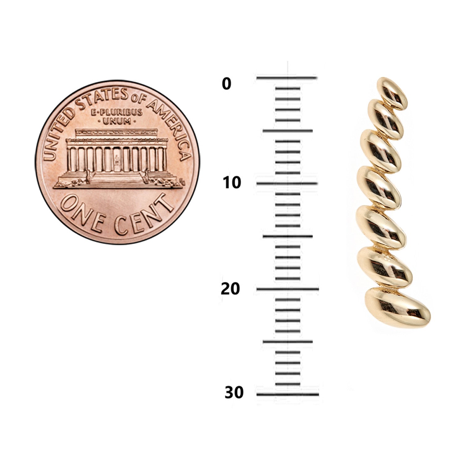 14k Yellow Gold San Marco Ribbed Ear Climber Crawler Earrings 24 Mm