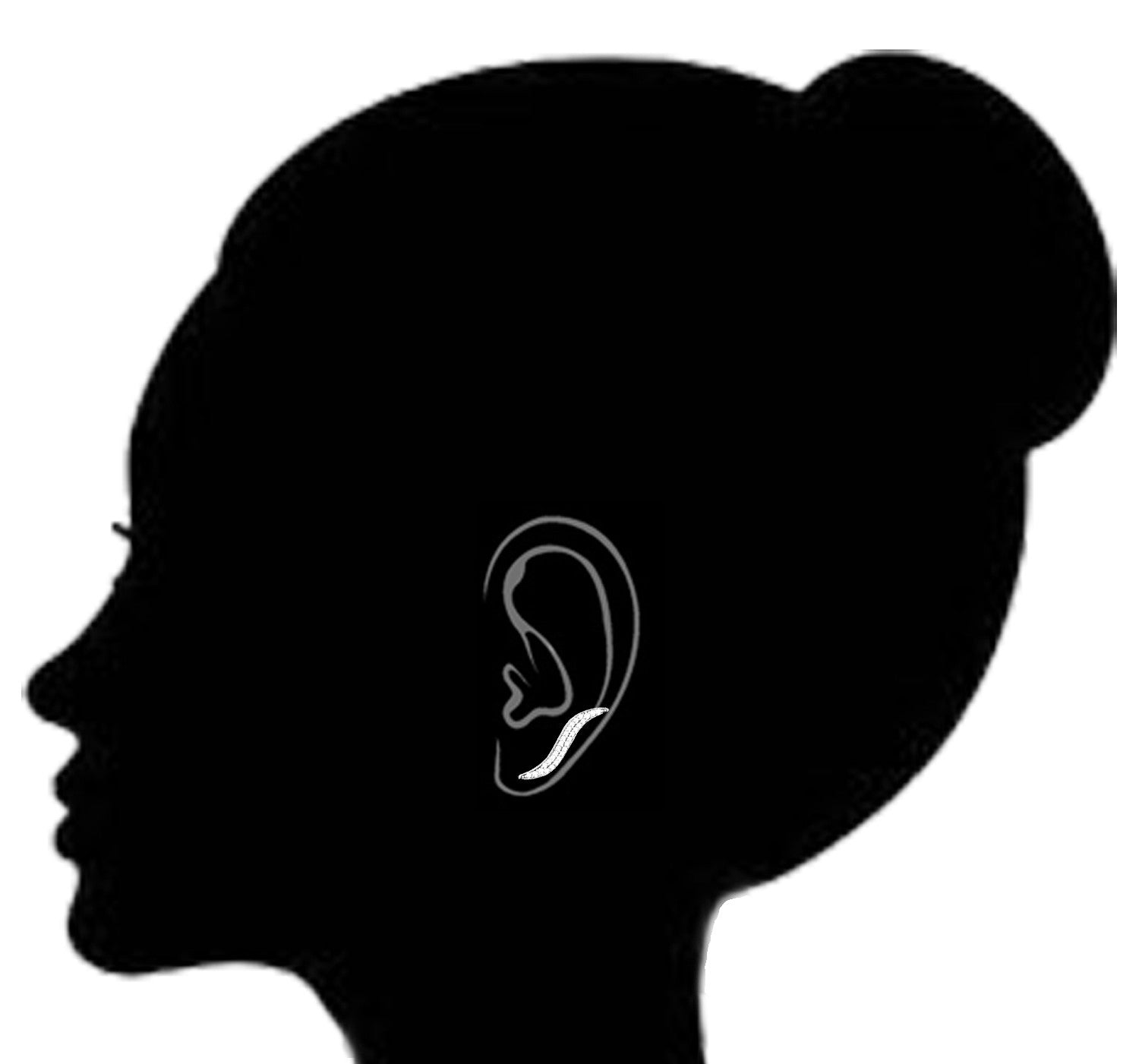 14k White Gold Cubic Zirconia Curved Ear Climber Crawler Earrings 