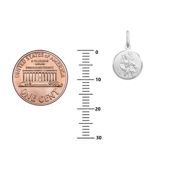 Ritastephens Italian Sterling Silver Mini Round Saint St Christopher Medal Charm Pendant Necklace