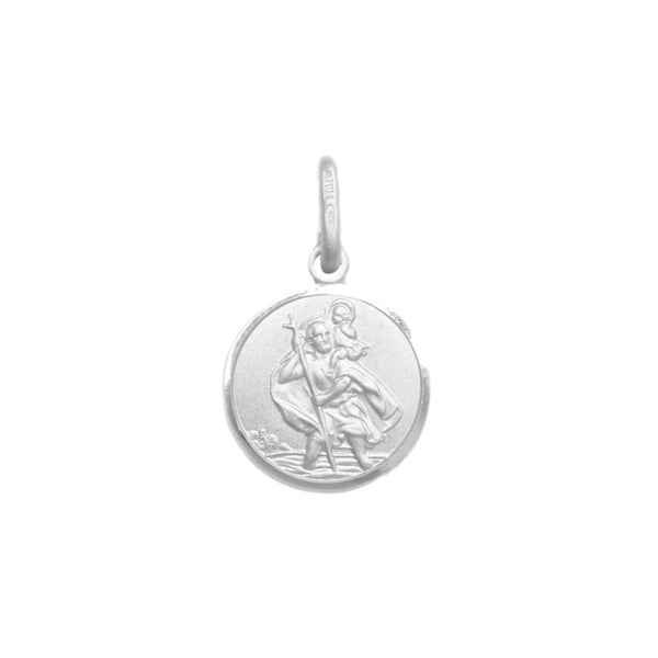 Ritastephens Italian Sterling Silver Mini Round Saint St Christopher Medal Charm Pendant Necklace