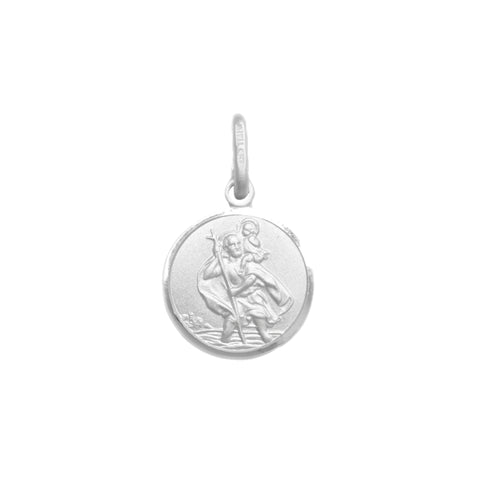 Ritastephens Italian Sterling Silver Mini Round Saint St Christopher Medal Charm Pendant Necklace